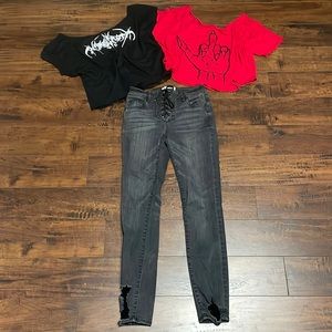One Slouch Top & One Black Stretch Jeans